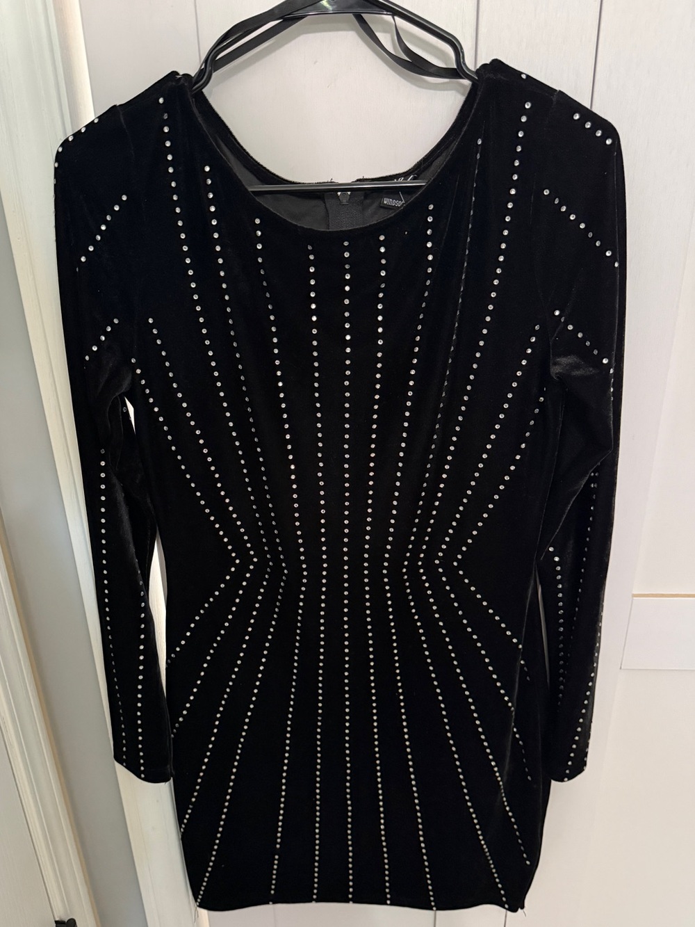 Black Studded Velvet Bodycon Dress
